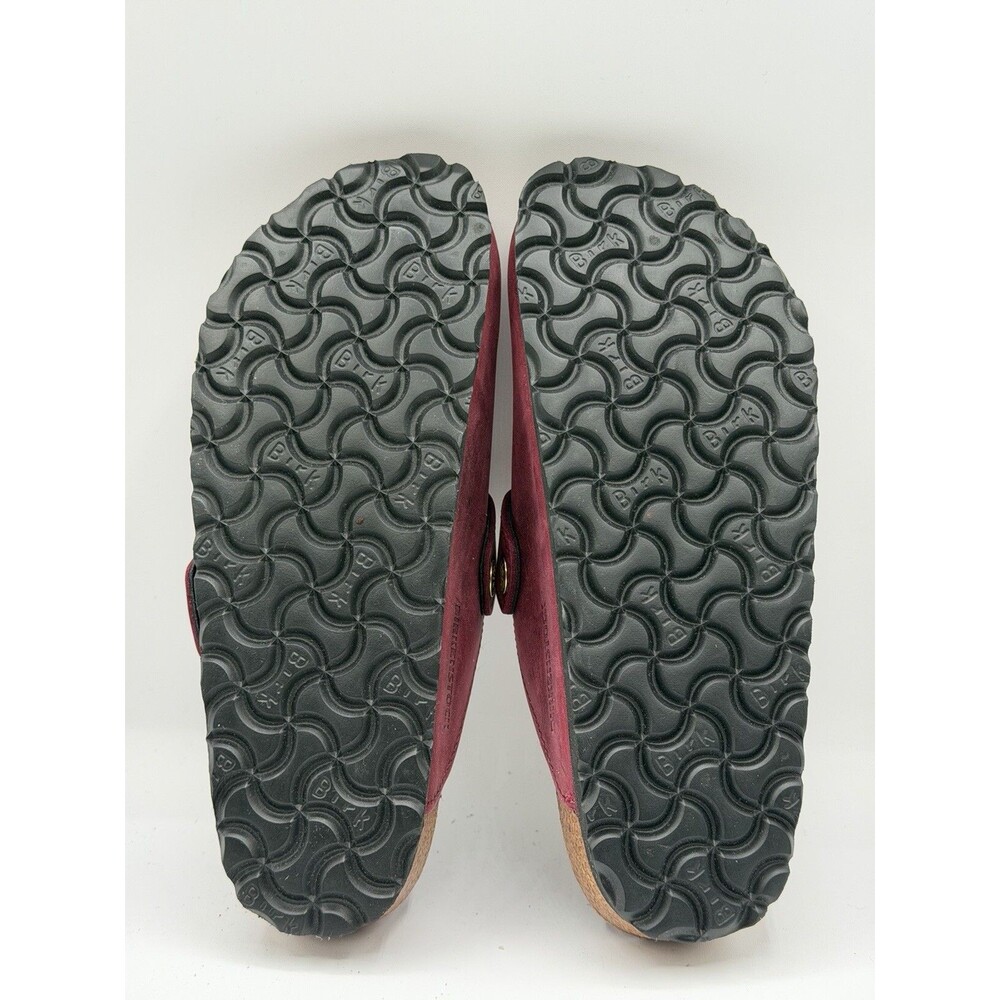 Birkenstock Boston Clogs Big Buckle Shearling Shoes Maroon Comfy 37 EU 6 US New - Picture 5 of 7